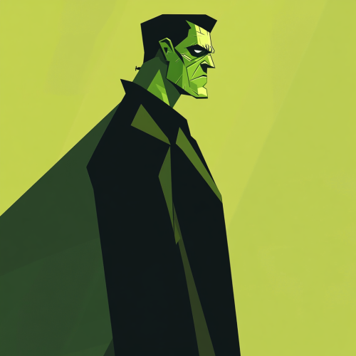 A vibrant green Frankenstein Halloween illustration in comic style