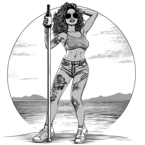 A woman dancing by the pool with wine