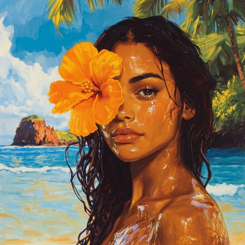 A woman in a tropical paradise