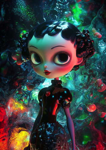 A woman with bells and whistles on alien planet A woman with bells and whistles on alien planet