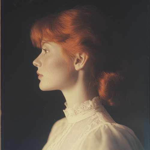 A woman with red hair in a vintage photo
