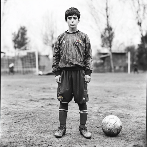 A young Lionel Messi plays for FC Barcelona