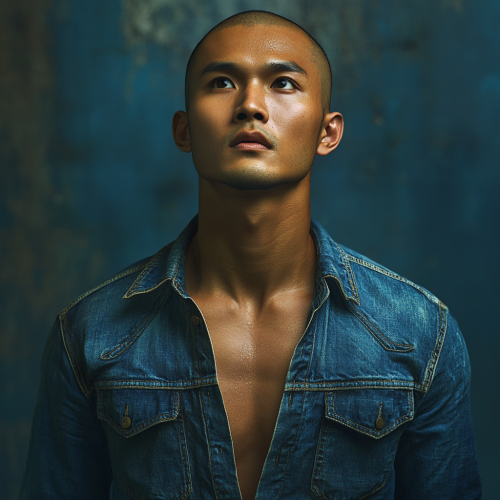 A young handsome man in denim clothes