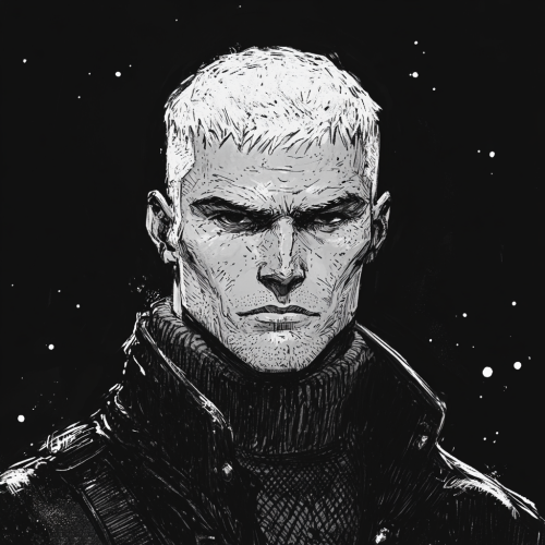 A young man with blonde hair in space