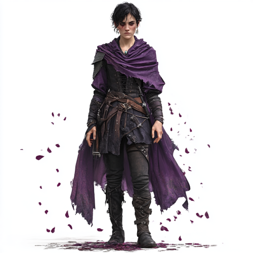 A young witch in medieval attire casting spells