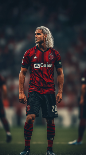 AC Milan player with white hair smiling, 2023.