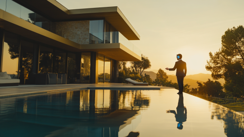 AI Call Bot and Client Shake Hands at Villa