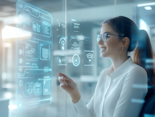 AI-Powered chatbot interacting with business professional on screen