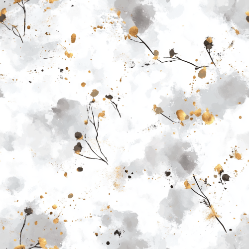 Abstract Cotton Pattern with Gold and Mascara Details