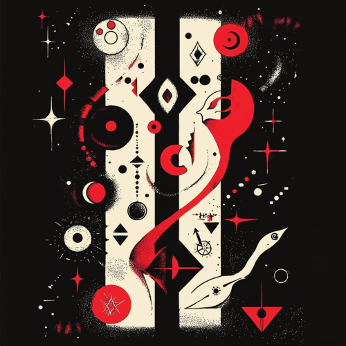 Abstract design symbolizing strength, courage, and intelligence