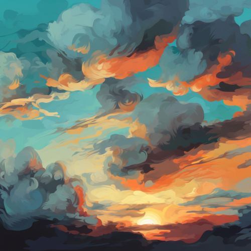 Abstract sky painting with realistic feel using lines