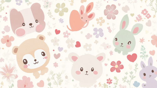 Adorable Animal Carpet with Kawaii Style Patterns