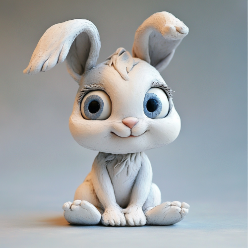 Adorable clay baby bunny with playful eyes