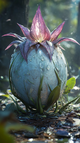 Adult Roselia Pokémon hatching from large egg in 8K quality.