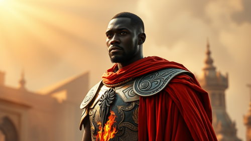 African King in Regal Armor in Mystical Kingdom