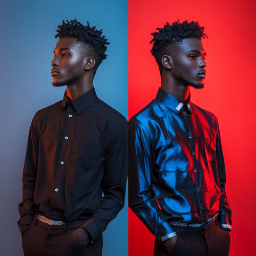 African male model in day and night fashion