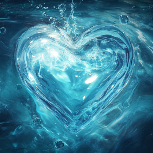 Album cover: heart of water with serene setting. Album cover: heart of water with serene setting.