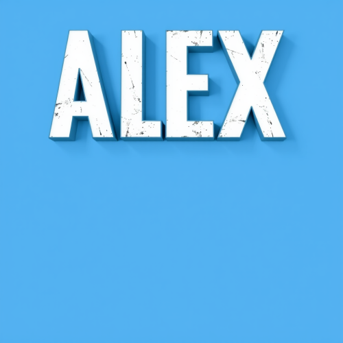 Alex Text on a Blue Background