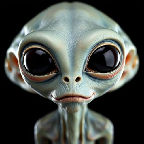 Alien species with big eyes on black background