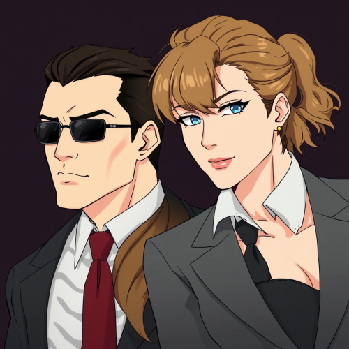 American-Italian Mafia Leaders in Anime Style