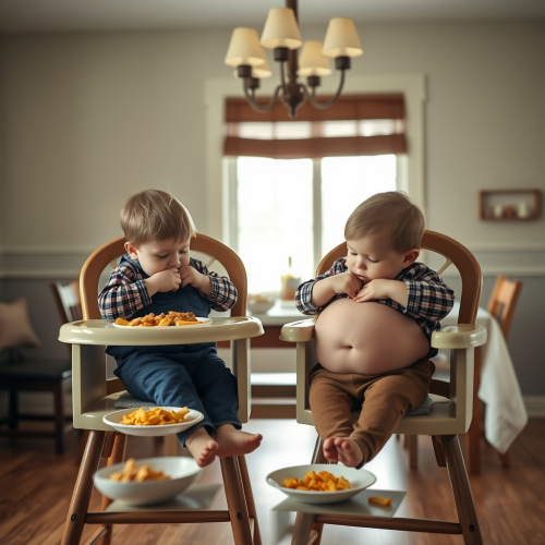 Amish Brothers Stuffing Bellies at Dinner Table