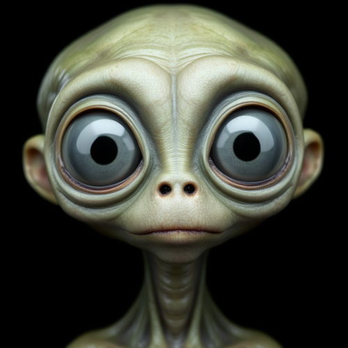 An Alien with Big Eyes and Neutral Face