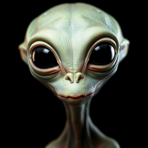An Alien with Big Eyes in Profile View