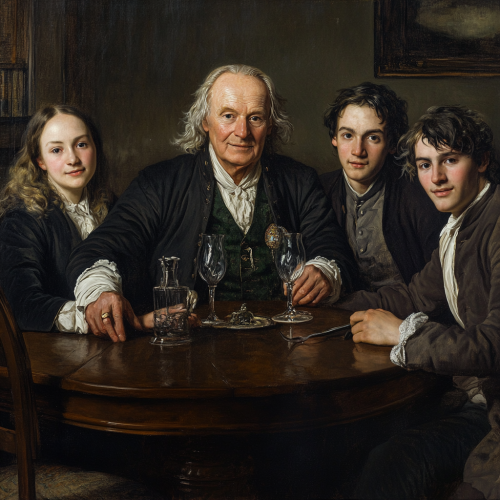 An Aristocratic Family Dinner Portrait in Mansion