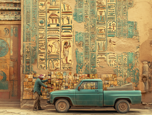 An Artist in Ancient Egypt making a mosaic.