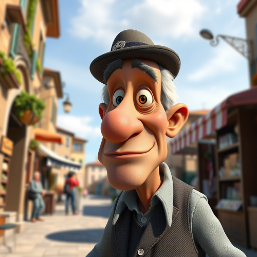 An Elderly Italian Man in Pixar Artstyle