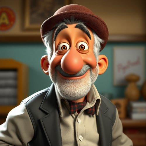 An Elderly Italian Man in Pixar Style