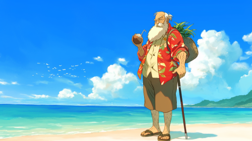 An Elderly Man on a Tropical Beach An Elderly Man on a Tropical Beach