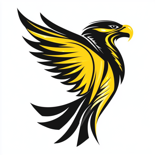 An Elegant Black and Yellow Eagle Emblem