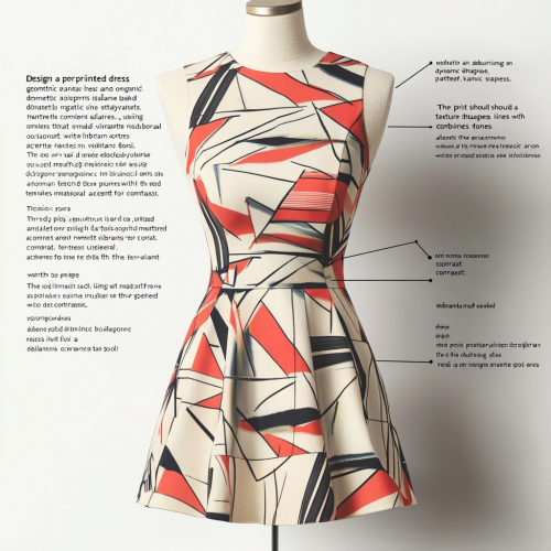 An Elegant Dress with Geometric and Organic Patterns
