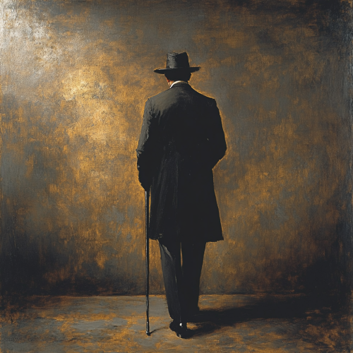 An elegant man in black suit and hat