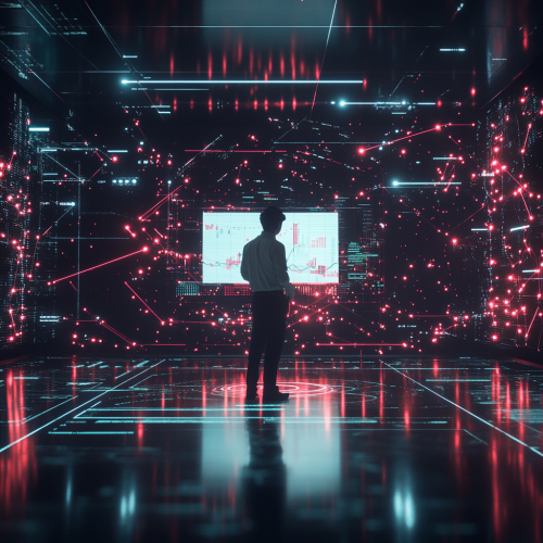 Analyzing Data Charts in Futuristic Holographic Screen