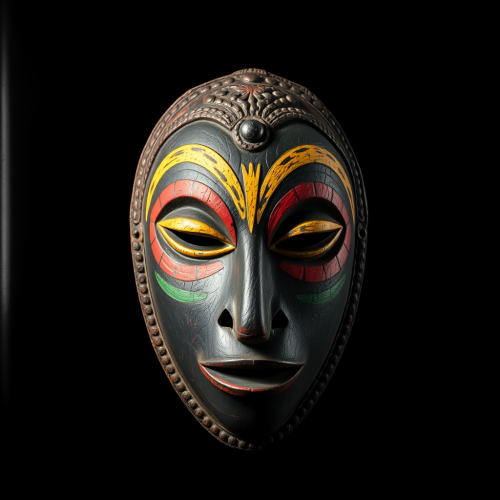 Ancient African Tribal Mask on Dark Background