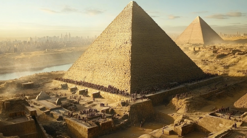 Ancient Egyptian Pharaohs oversee grand Pyramid construction