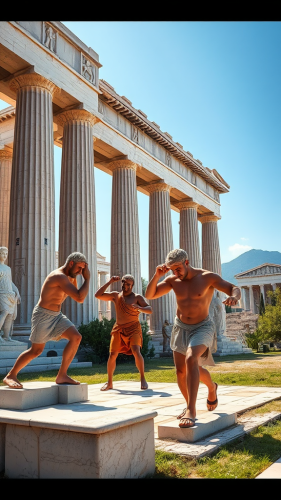 Ancient Greek Gymnasium Outdoor Training Scene, 800 BCE