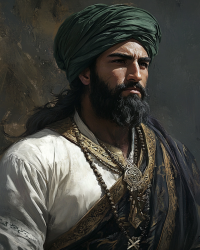 Ancient Islamic warrior in traditional robes and turban - AR 4:5 Ancient Islamic warrior in traditional robes and turban - AR 4:5