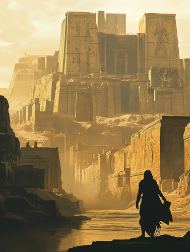 Ancient Mesopotamia: Explorer with Map in Ruins