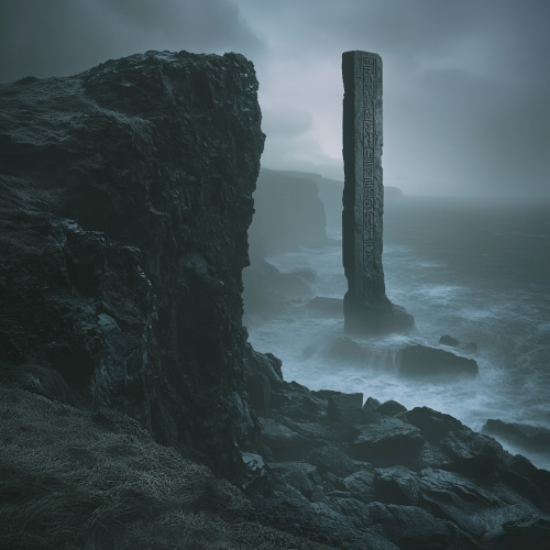 Ancient alter overlooking stormy ocean on rugged cliff. Ancient alter overlooking stormy ocean on rugged cliff.