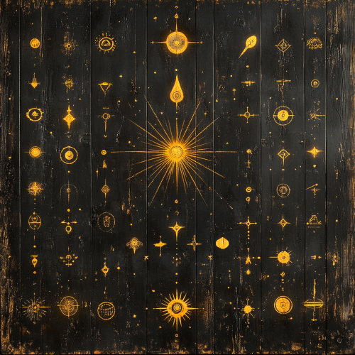 Ancient symbols in space form extraterrestrial civilization poster