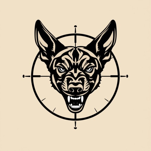 Angry Belgian Malinois Head Logo with Crosshairs