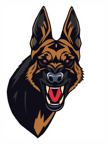 Angry Belgian Malinois Head Vector Logo