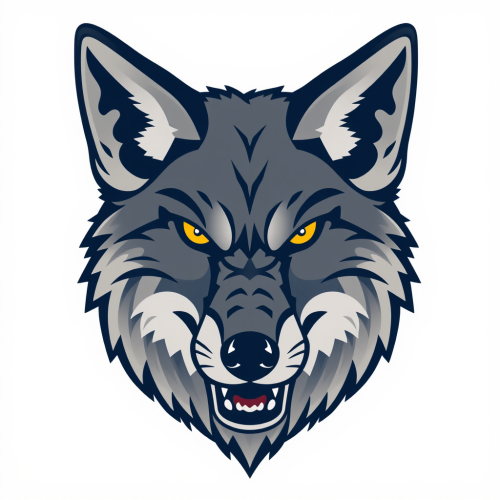 Angry Coyote Vector Illustration in Blue and Grey