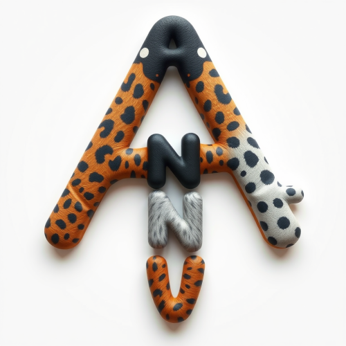 Animals in 3D alphabet texture art