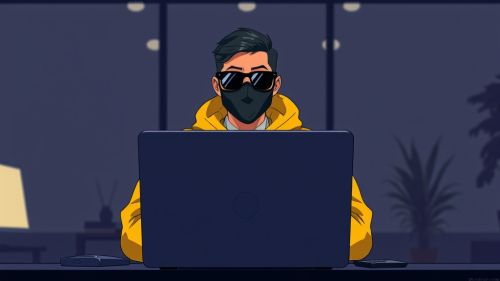 Anime Businessman at Night, Minimalist Style