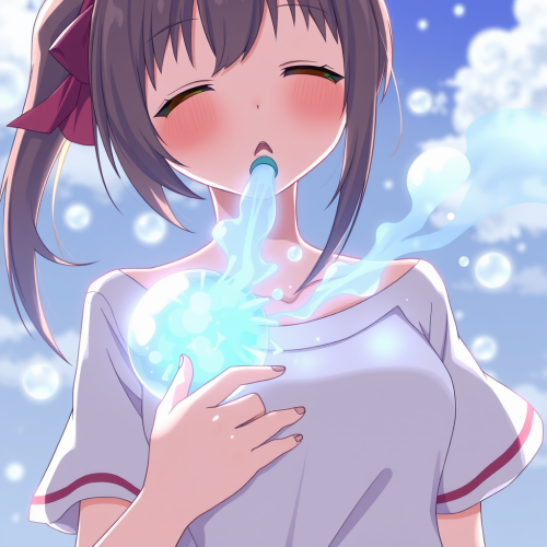 Anime Girl Breathing Deeply, Chest Expanded