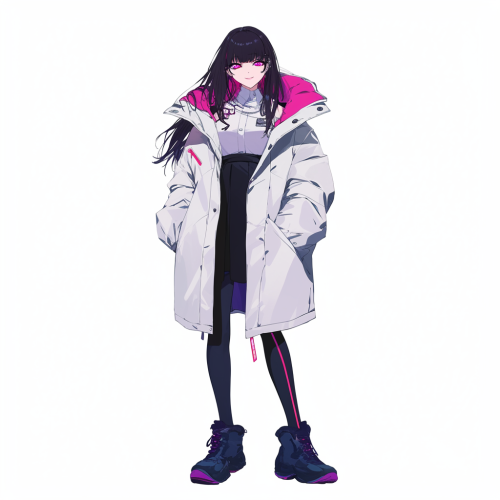 Anime NFT character: young k-pop girl in business attire.